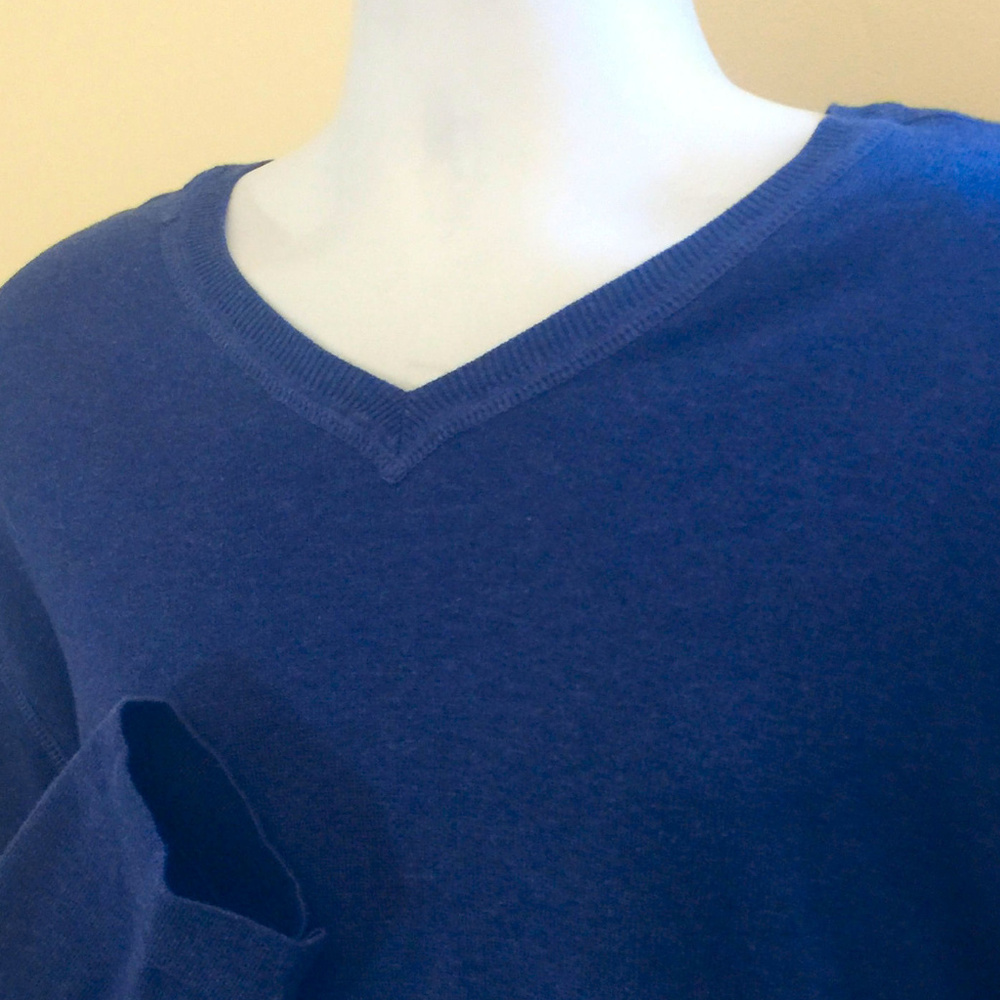 Banana Republic Dark Blue Cotton V-Neck Sweater